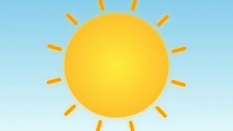 Bright Sun Icon Motion Graphic on Blue Sky Background Stock Footage 341483215