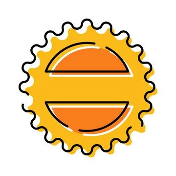Bright sun icon with rounded orange elements Stock Illustration