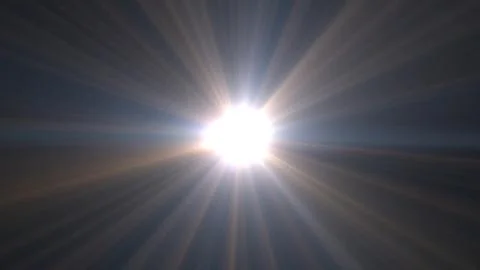 Bright Sun with Intense Light Rays and Flare Effect in Clear Sky Scene Stock Illustration