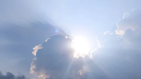Bright sun light n sunlight ray shinning through dark storm cloud TimeLapse Stock Footage 299778123