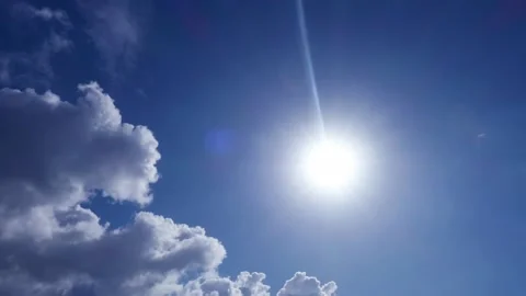 Bright Sun light ray n bokeh sunlight or sunbeam on dark blue sky Stock Footage 160949136