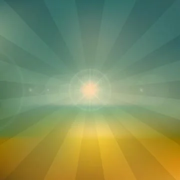 Bright Sun Over Field Illustrazione stock