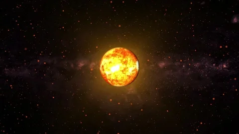 Bright sun radiating light in a starry cosmic animated background, Glowing .. Stock Footage 332165846