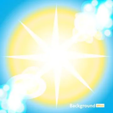 Bright Sun Rays Background. Vector sunny illustration Stock Illustration