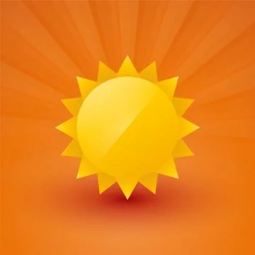 Bright sun with rays on an orange background Stock Illustration
