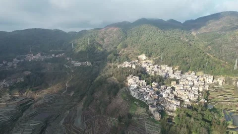 Bright Sun Rays Over Yuanyang Terraces, China Stock Footage 344038572