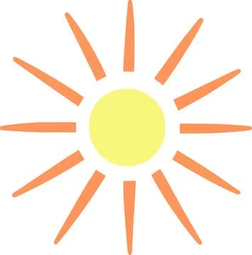 Bright Sun with Rays Warmth and Cheerful Energy Stock Illustration