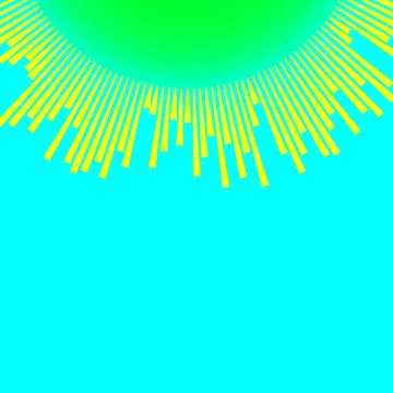 Bright sun rays wave on blue background. Beautiful equalizer sunbeams banner. Stock Illustration