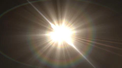 Bright sun shines with radiant rays and subtle rainbow halo Stock Illustration