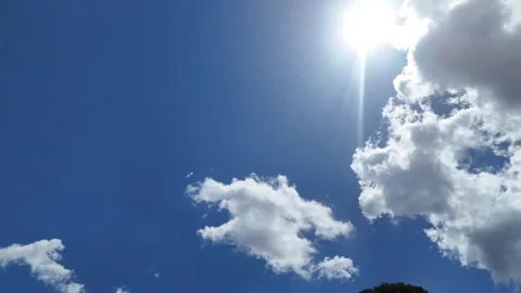 Bright sun shining in a clear blue sky Stock Footage 344310698