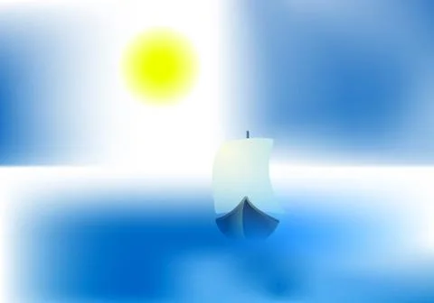 Bright sun ship vector Stock Illustration