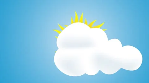 Bright sun with sunglasses and cloud greeting spring, in cartoon style. Hel.. Stock Footage 301210262