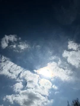 Bright Sun Surrounded by Textured Clouds 写真素材