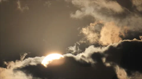 Bright sun travel in clouds Stock Footage 58225342
