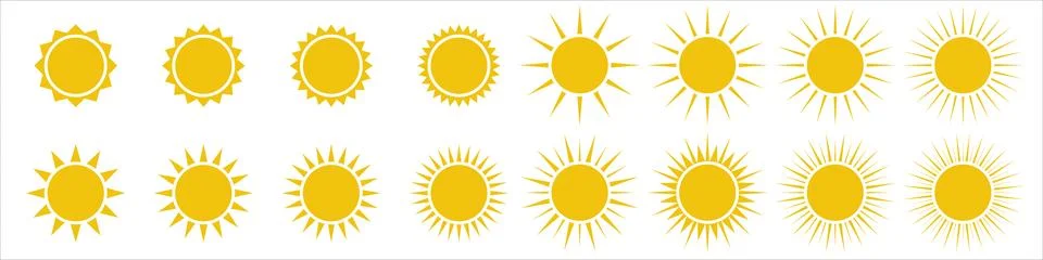 Bright Sun Vector Icon Set Stock Illustration
