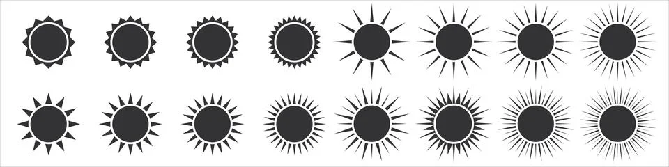 Bright Sun Vector Icon Set Stock Illustration