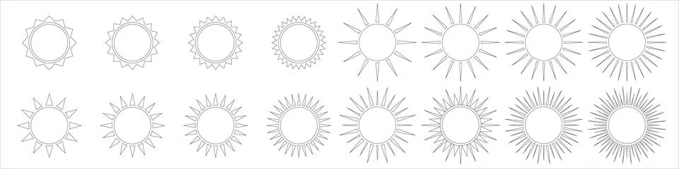Bright Sun Vector Icon Set Stock Illustration