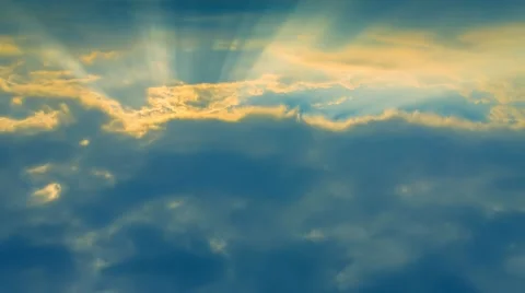 Bright Sunbeams Through Moving Clouds Stock Footage 52601095
