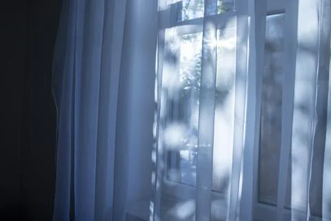 Bright sunlight filtering through sheer curtains, creating soft patterns on the Photos