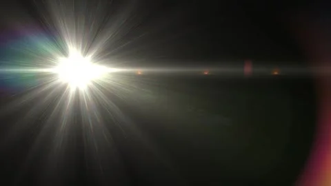 Bright Sunlight Flare Effect with Rainbow Lens Flare on Black Background Stock Footage 337955351