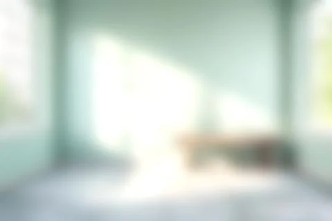 Bright Sunlight Streaming Into Modern Empty Room With Large Windows and Min.. Stock Photos
