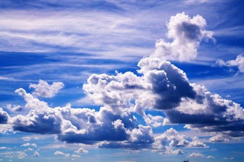 Bright Sunny Sky with Dramatic Clouds Stock Photos