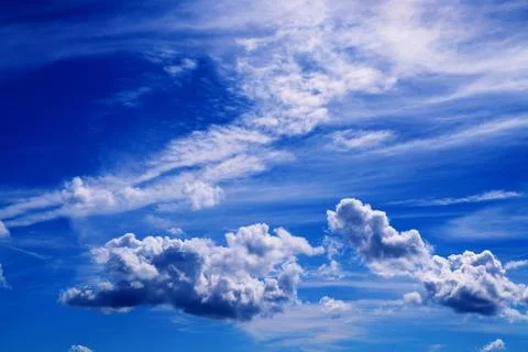 Bright Sunny Sky with Dramatic Clouds Stock Photos