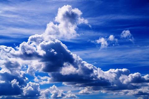 Bright Sunny Sky with Dramatic Clouds Stock Photos