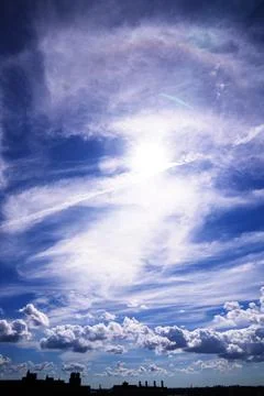 Bright Sunny Sky with Dramatic Clouds Stock Photos