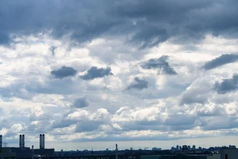 Bright Sunny Sky with Dramatic Clouds Stock Photos