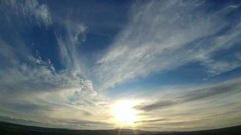 The bright sunset on the cloud stream background. time lapse Stock Footage 80854110