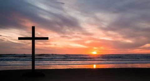 Bright Sunset Cross Stock Photos