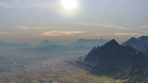 Bright sunset in the desert Видео 38617591