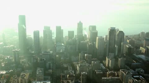 Bright Sunset Over the Bay in Seattle Stock Footage 10316936