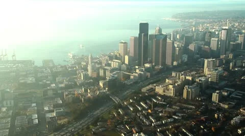 Bright Sunset Over Seattle Stock Footage 10316868