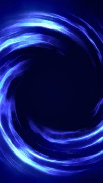 Bright swirling blue vortex of smooth liquid-like light forming a dynamic c.. 库存插图