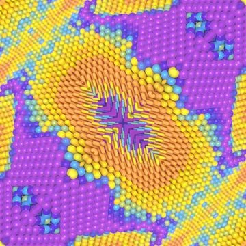 Bright, symmetrical, 3D pattern of colored capsules. Detailed geometric texture Illustrazione stock