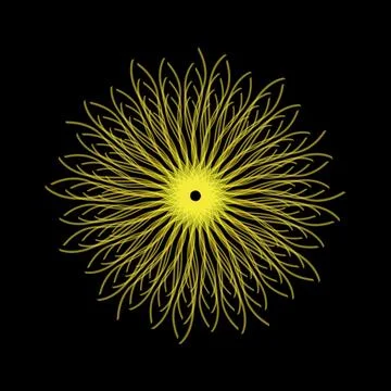 Bright symmetrical abstract pattern with curved yellow lines forming a radi.. Stock Illustration