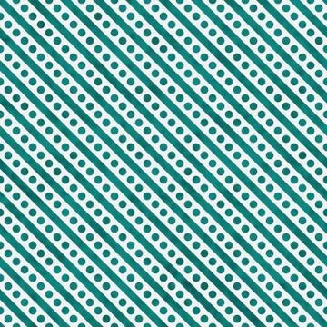 Bright teal and white small polka dots and stripes pattern repeat background Stock Illustration