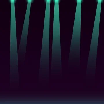 Bright teal spotlights shining down on a dark stage Stock Illustration