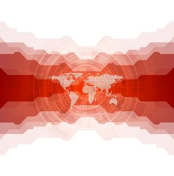 Bright tech background with world map Stock Illustration