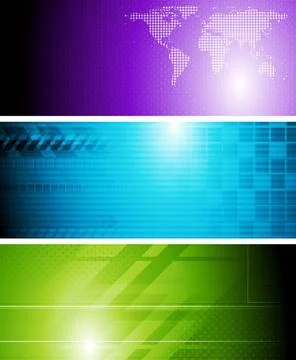Bright tech vector banners Bright tech abstract banners. Vector design Cop... Stock Photos