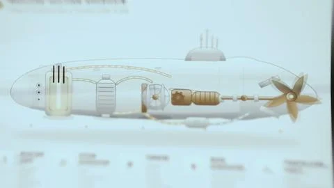 Bright technical cutaway illustrates the internal reactor, steam generator Stock Photos