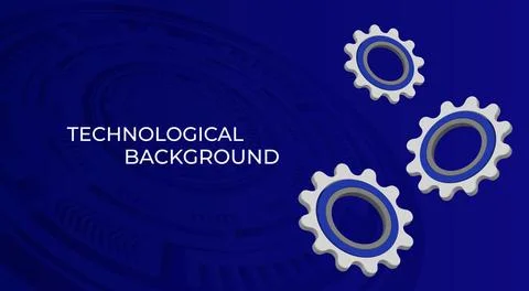 Bright technological background with gears and technological elements Stock Illustration
