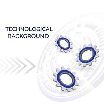 Bright technological background with gears and technological elements Stock Illustration