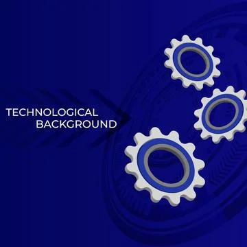 Bright technological background with gears and technological elements Stock Illustration