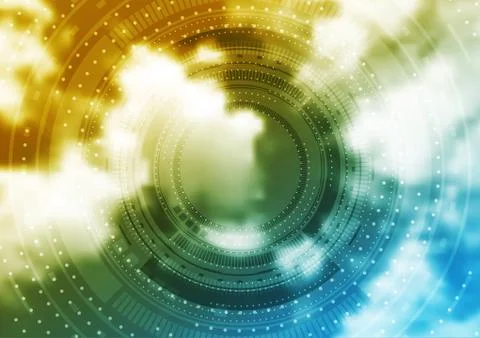 Bright technology HUD design on sky background Stock Illustration