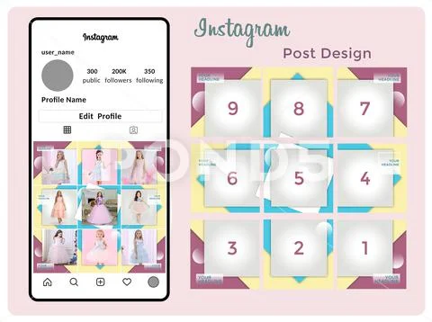 Bright template for instagram posts PSD Template