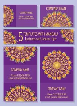 Bright templates with mandala Illustrazione stock