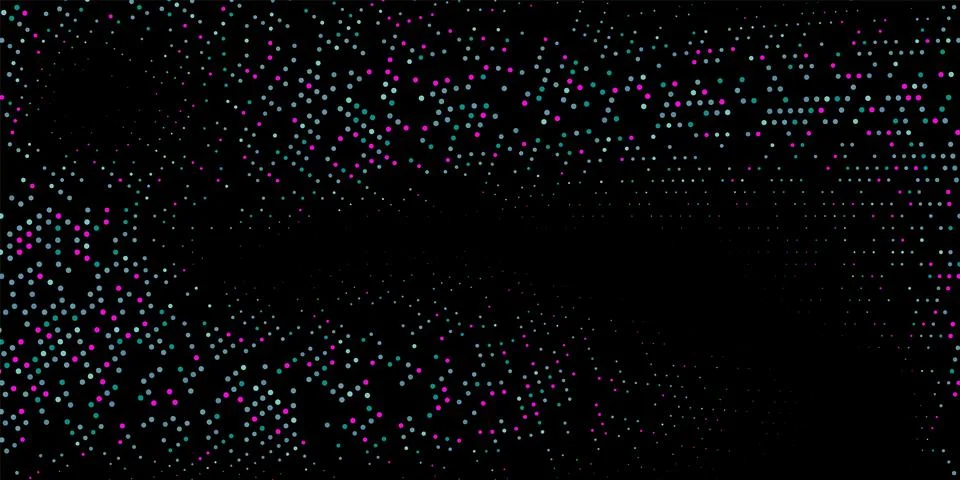 Bright texture with circles on a black background. Disco. Minimalism, vector. Illustrazione stock